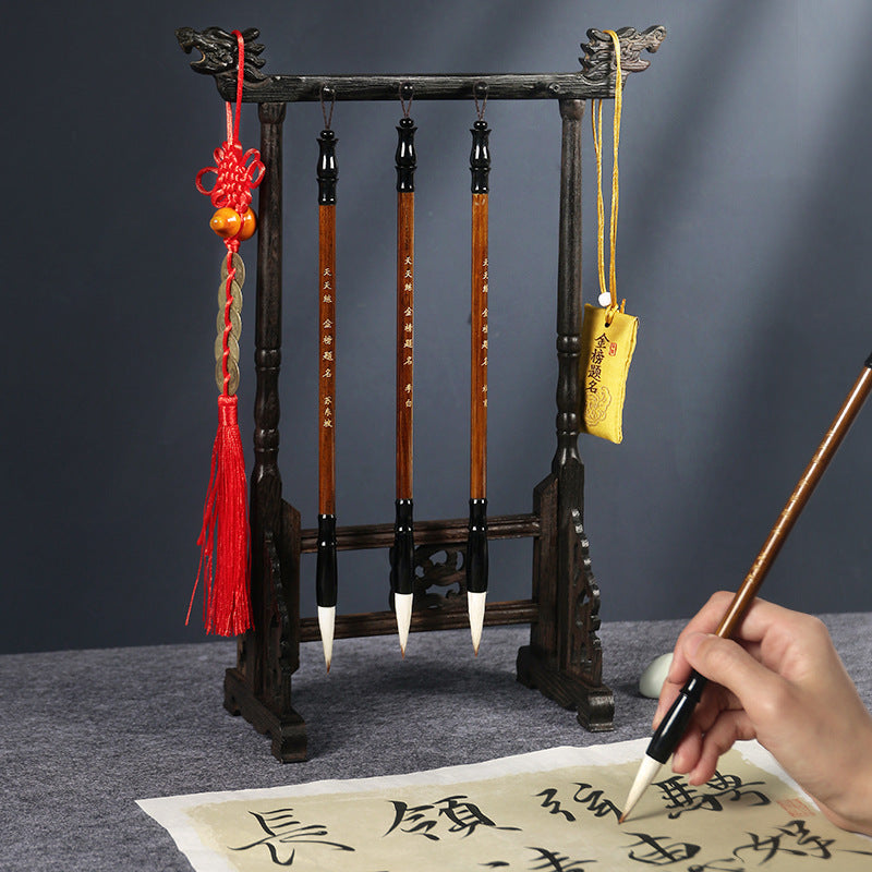 Chinoiserie Wenchang chicken wing wood faucet pen stand set