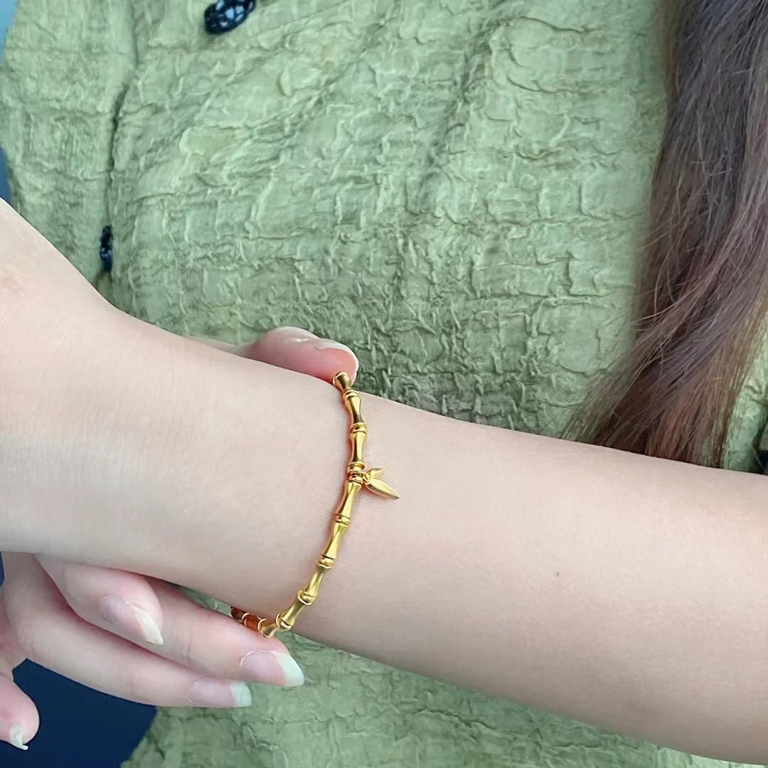 Women's Imitation Gold Ancient Craft Bamboo Shape Bracelet