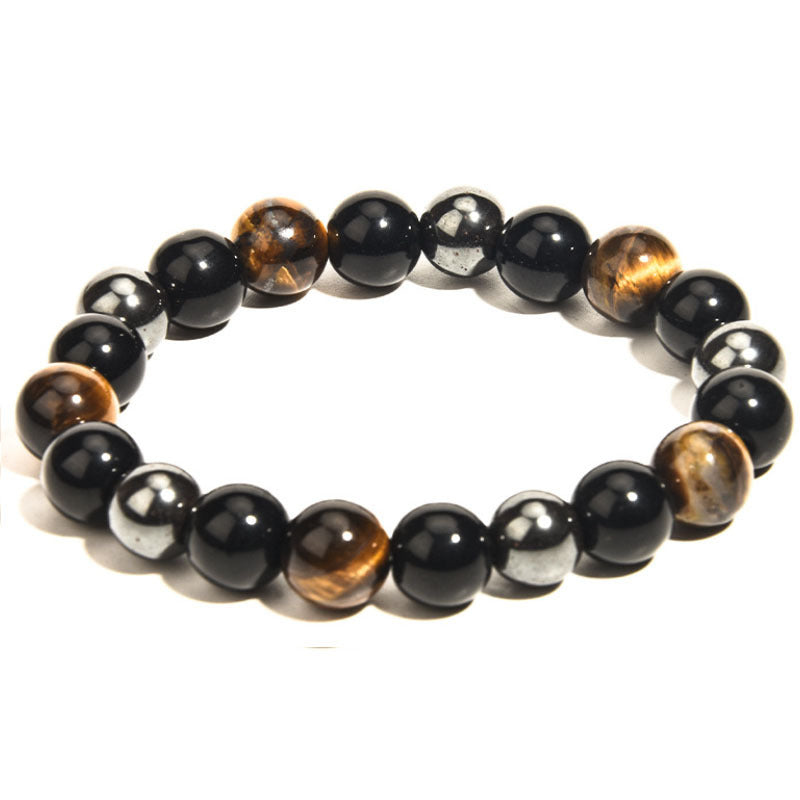 Chinoiserie Feng Shui Tiger Eye Stone Men's Bracelet