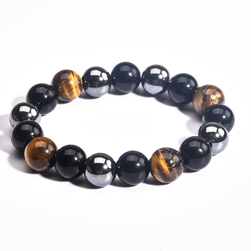 Chinoiserie Feng Shui Tiger Eye Stone Men's Bracelet