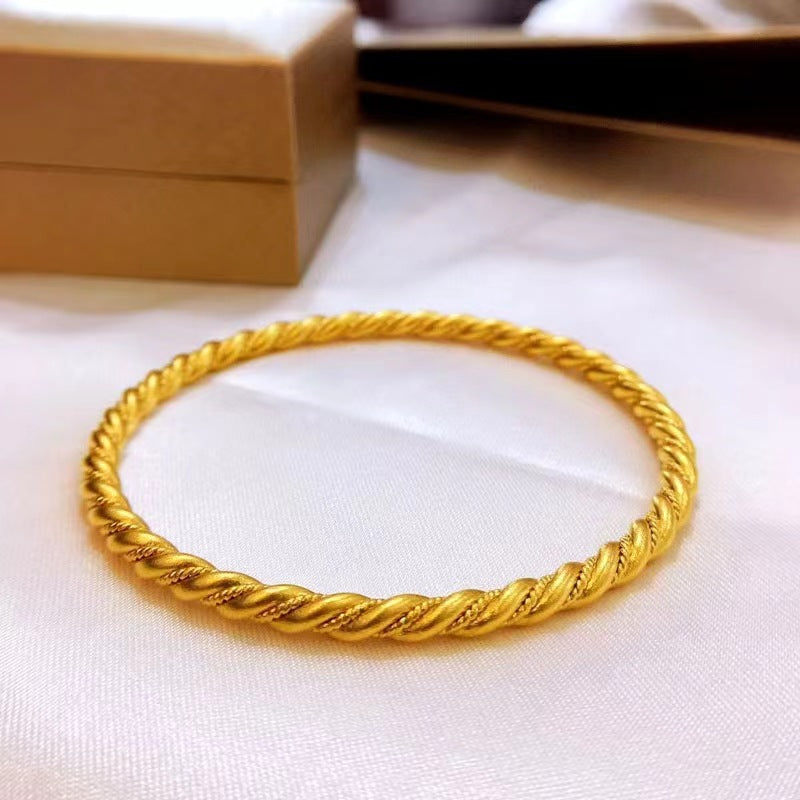 Sand gold twisted shape fashionable simple closed bracelet-60MM
