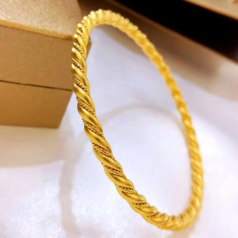 Sand gold twisted shape fashionable simple closed bracelet-60MM