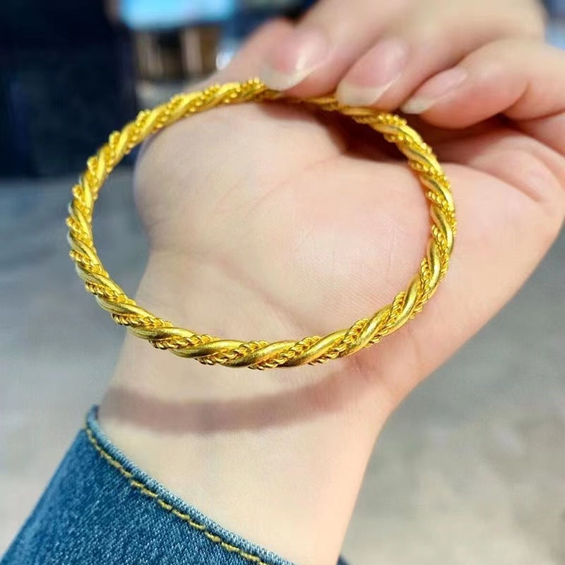 Sand gold twisted shape fashionable simple closed bracelet-60MM