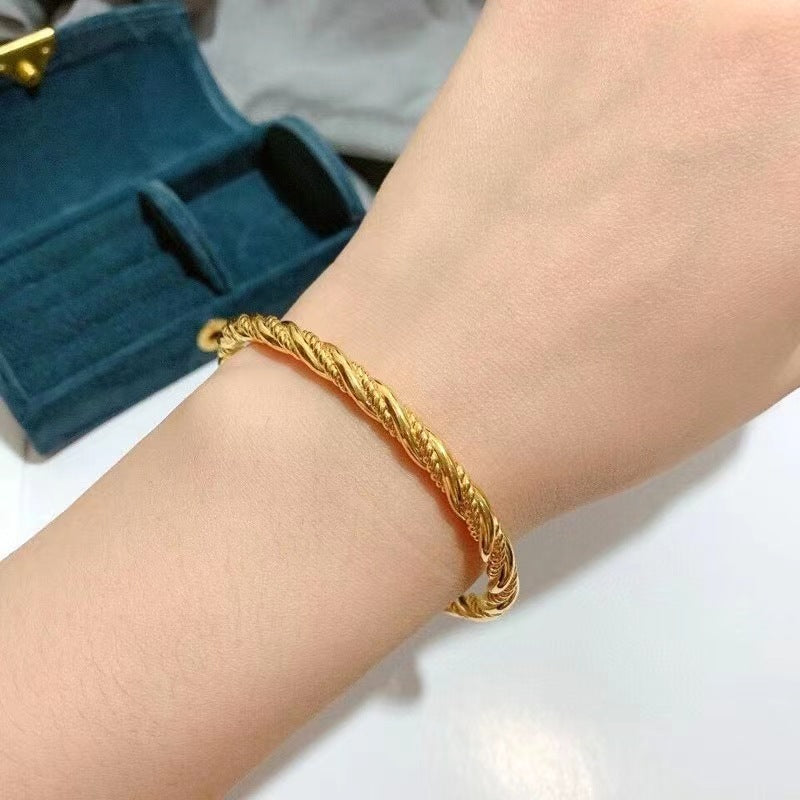 Sand gold twisted shape fashionable simple closed bracelet-60MM