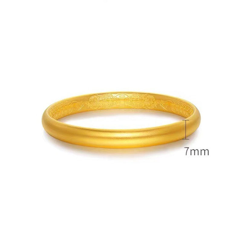 Sand Gold Pixiu Pattern Solid Bracelet