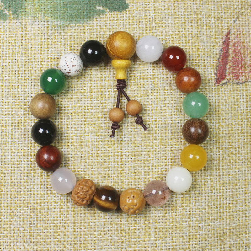 Chinoiserie Lingyin Duobao Eighteen Seed Bodhi Seed Rosary Feng Shui Necklace