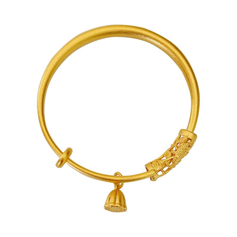 Ancient craft sand gold lotus hollow shape bracelet ladies gift