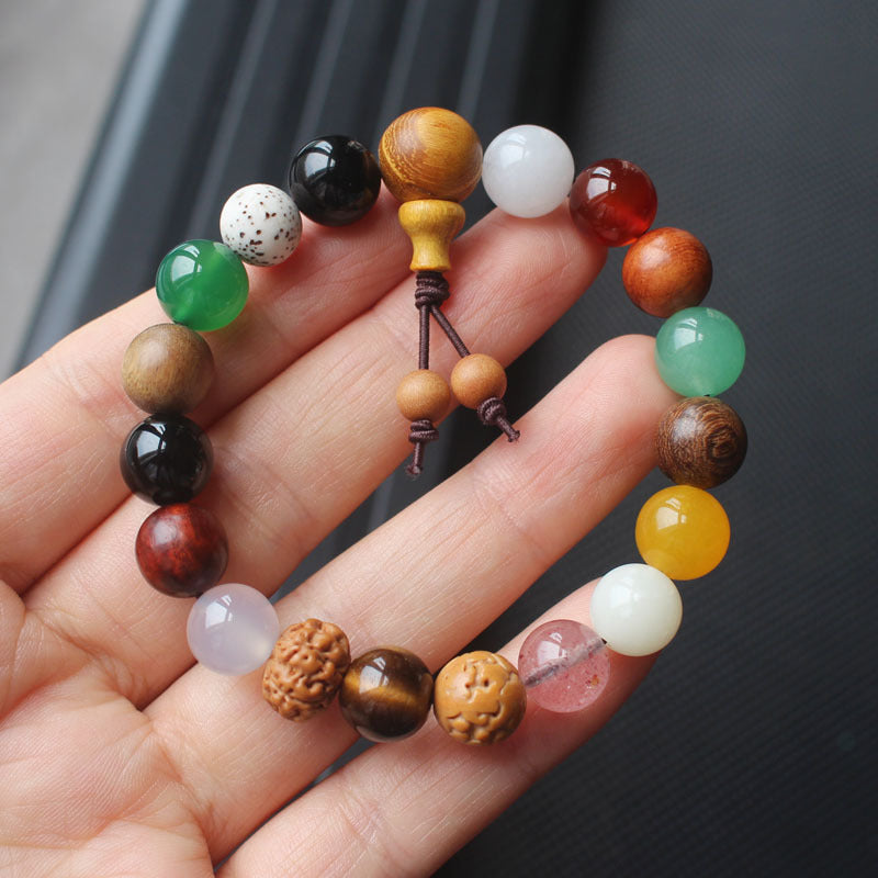 Chinoiserie Lingyin Duobao Eighteen Seed Bodhi Seed Rosary Feng Shui Necklace