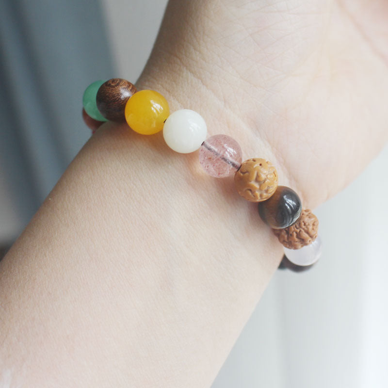 Chinoiserie Lingyin Duobao Eighteen Seed Bodhi Seed Rosary Feng Shui Necklace