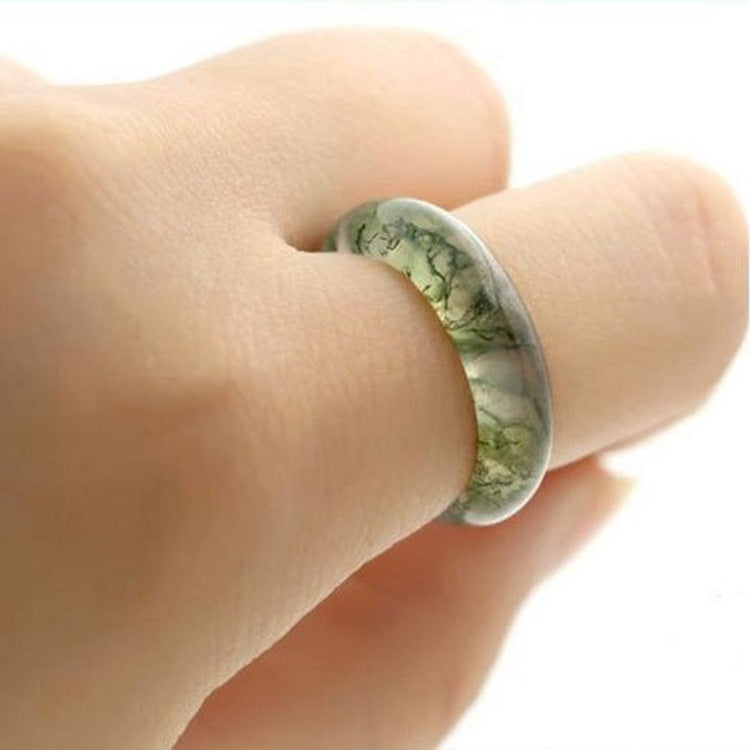 Chinoiserie simple aquatic agate jade ring for men and women couples