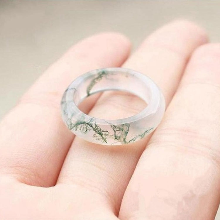 Chinoiserie simple aquatic agate jade ring for men and women couples