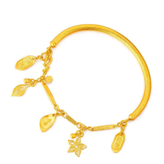 Alluvial gold five-leaf star ancient split style Chinese style bracelet