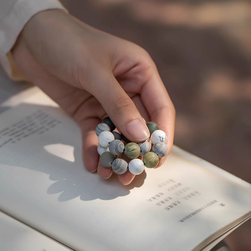 Chinoiserie natural stone beaded feng shui string artistic jewelry