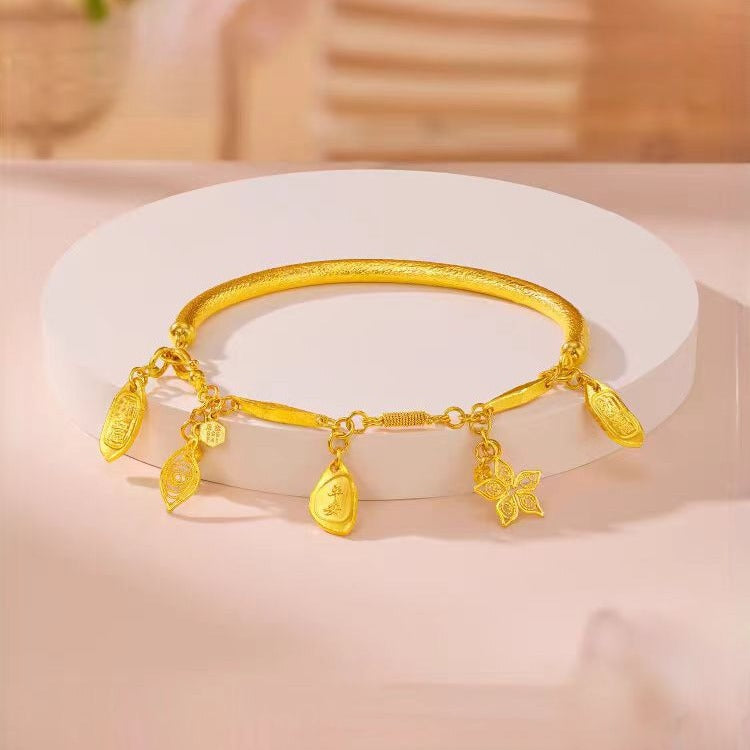 Alluvial gold five-leaf star ancient split style Chinese style bracelet