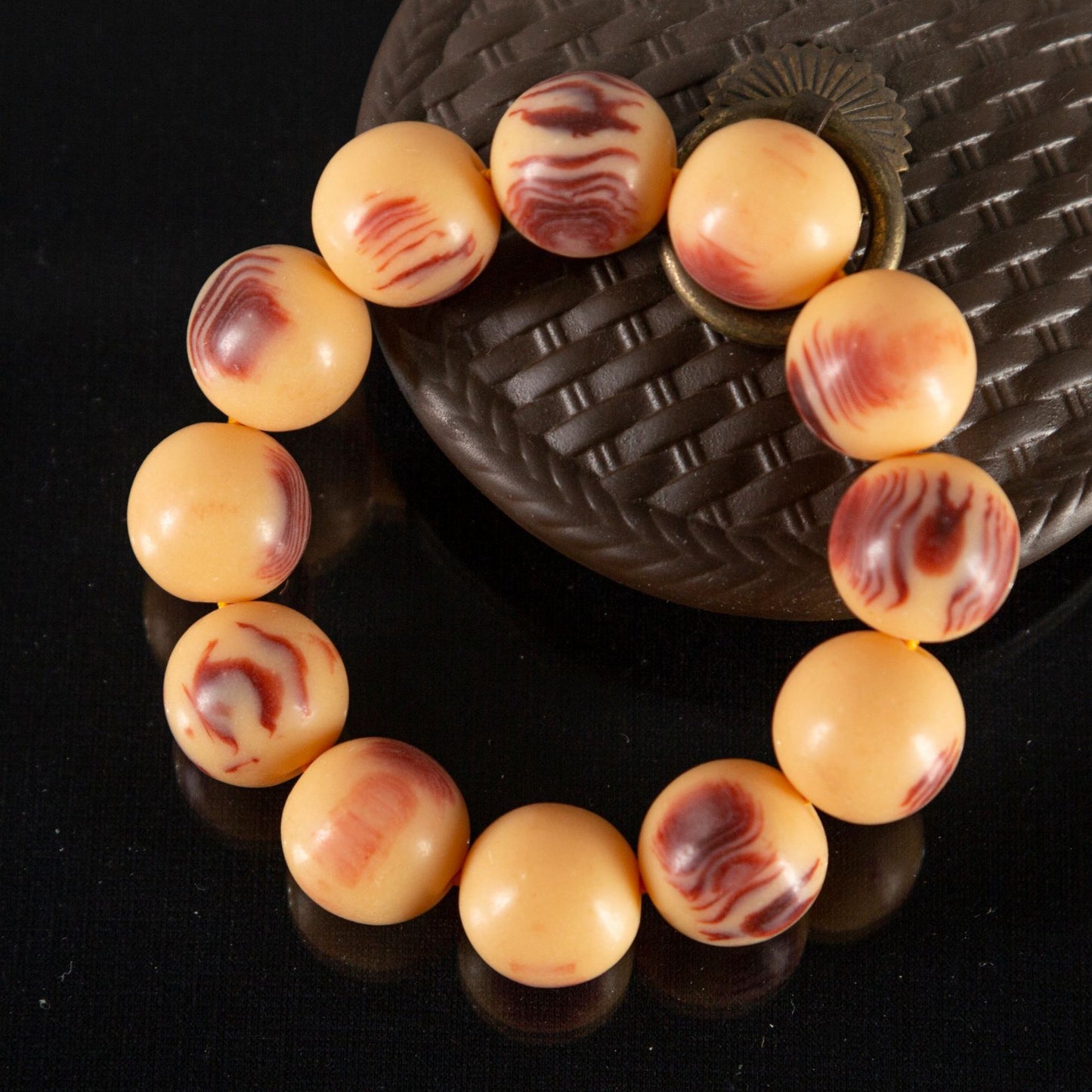 Chinoiserie imitation camel bone beads vintage Feng shui bracelet