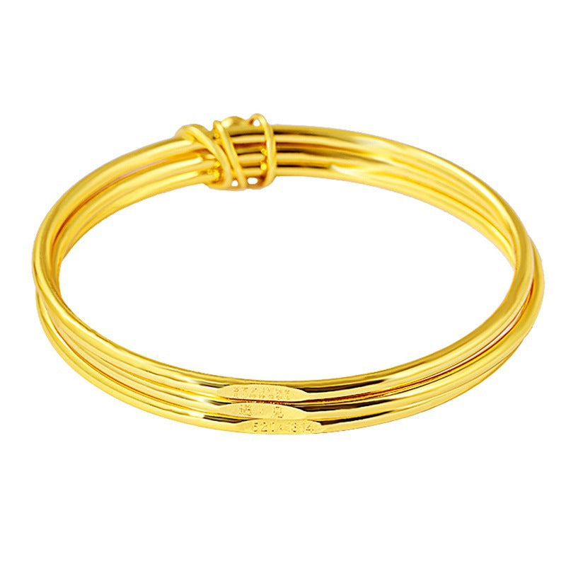 Chinoiserie Sand Gold Sanshengsanshi Bell Closed Loop Bracelet 62mm