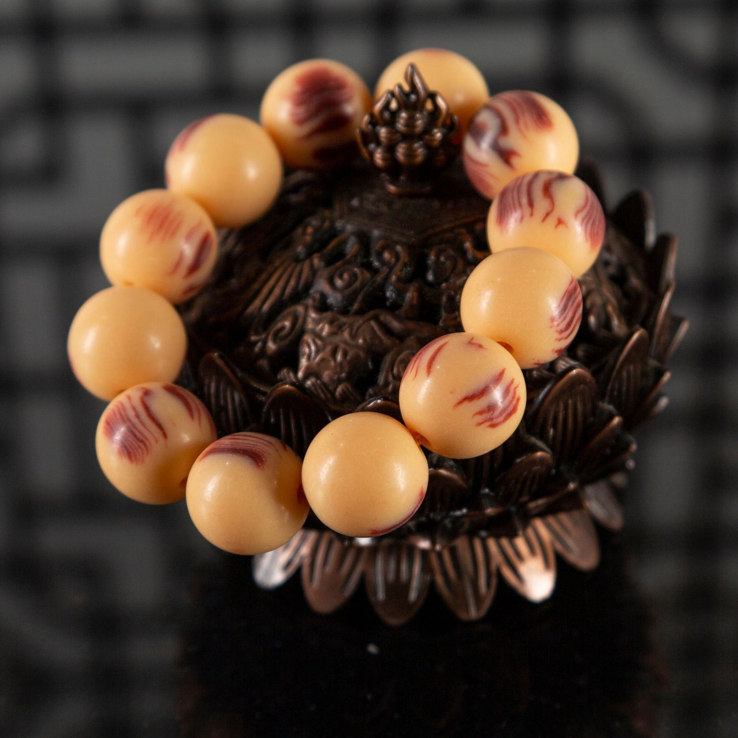 Chinoiserie imitation camel bone beads vintage Feng shui bracelet