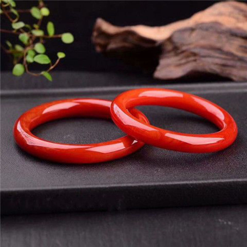 Chinoiserie Natural Red Agate Bracelet Women's Flame Texture Bracelet