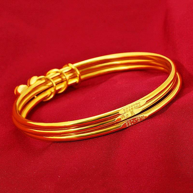 Chinoiserie Sand Gold Sanshengsanshi Bell Closed Loop Bracelet 62mm