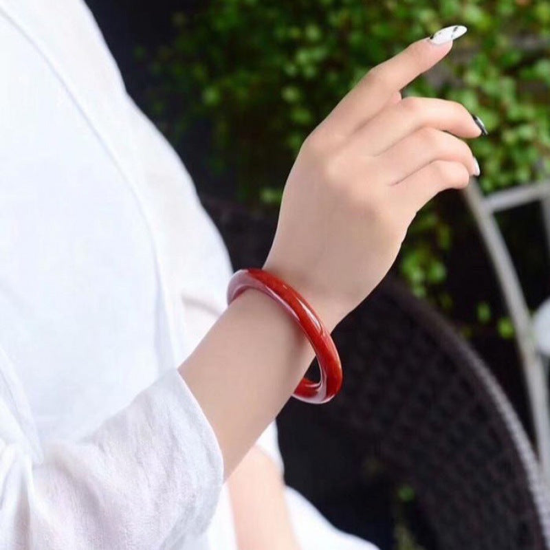 Chinoiserie Natural Red Agate Bracelet Women's Flame Texture Bracelet