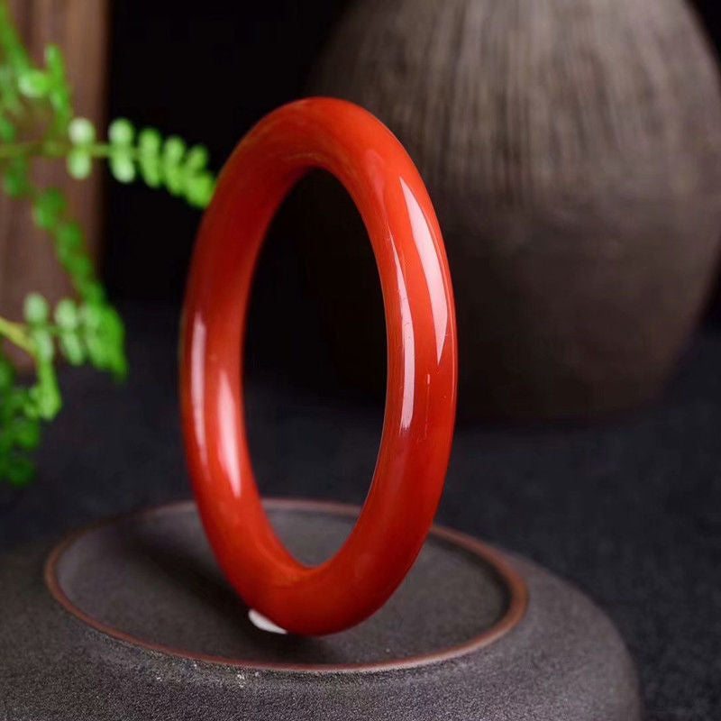 Chinoiserie Natural Red Agate Bracelet Women's Flame Texture Bracelet