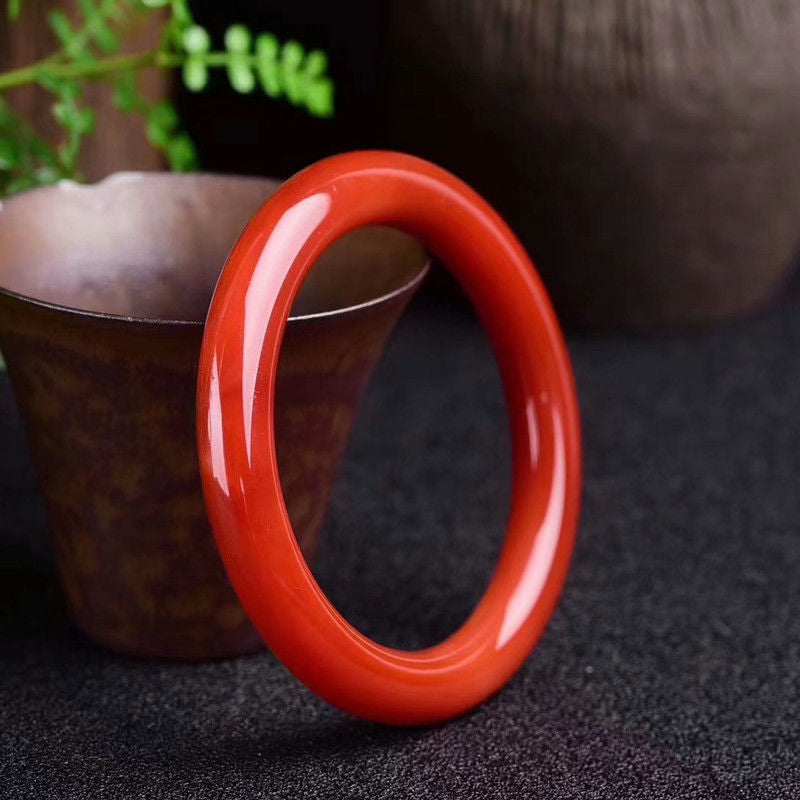 Chinoiserie Natural Red Agate Bracelet Women's Flame Texture Bracelet