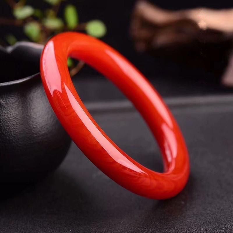Chinoiserie Natural Red Agate Bracelet Women's Flame Texture Bracelet