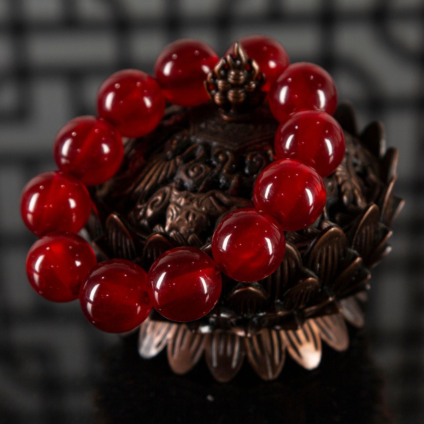Chinoiserie imitation red agate beeswax feng shui bracelet