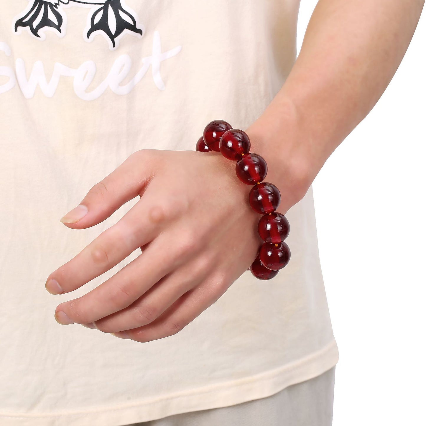 Chinoiserie imitation red agate beeswax feng shui bracelet