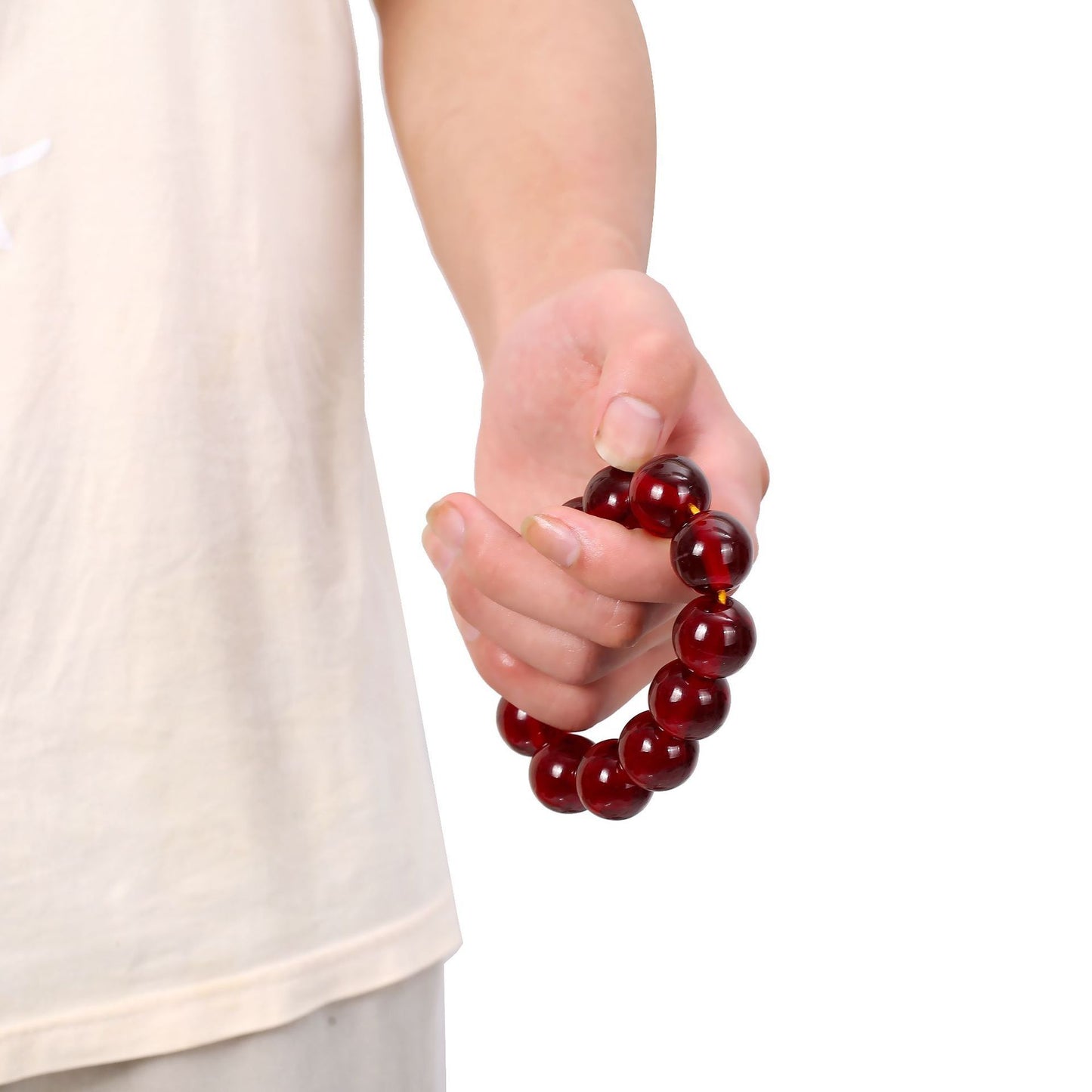 Chinoiserie imitation red agate beeswax feng shui bracelet