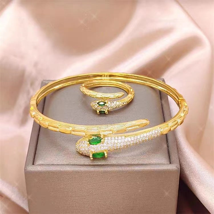 Sand Gold Personalized Wrap Snake Bracelet Ring 2-Pack