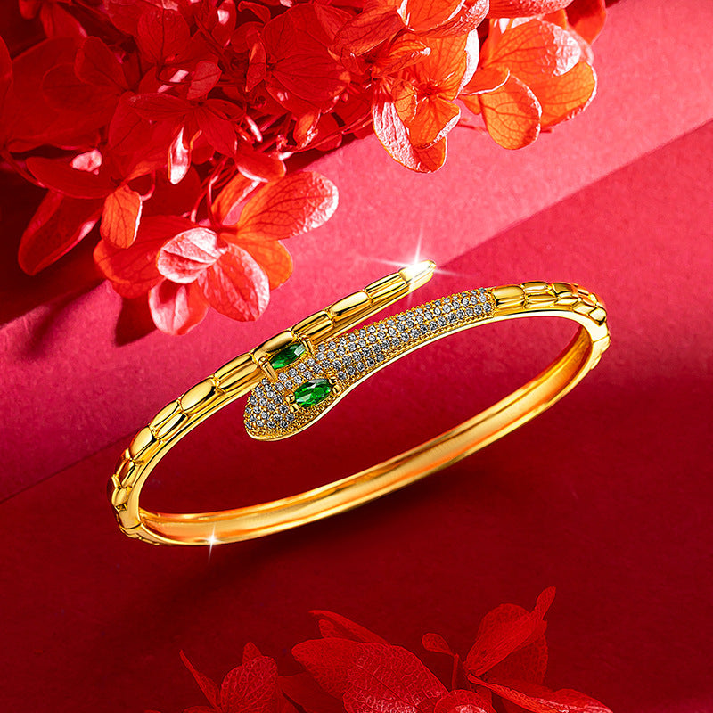 Sand Gold Personalized Wrap Snake Bracelet Ring 2-Pack