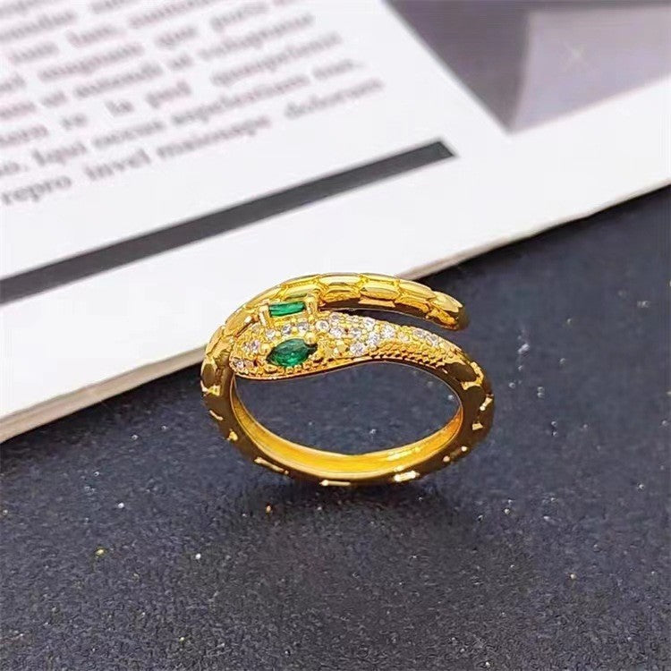 Sand Gold Personalized Wrap Snake Bracelet Ring 2-Pack