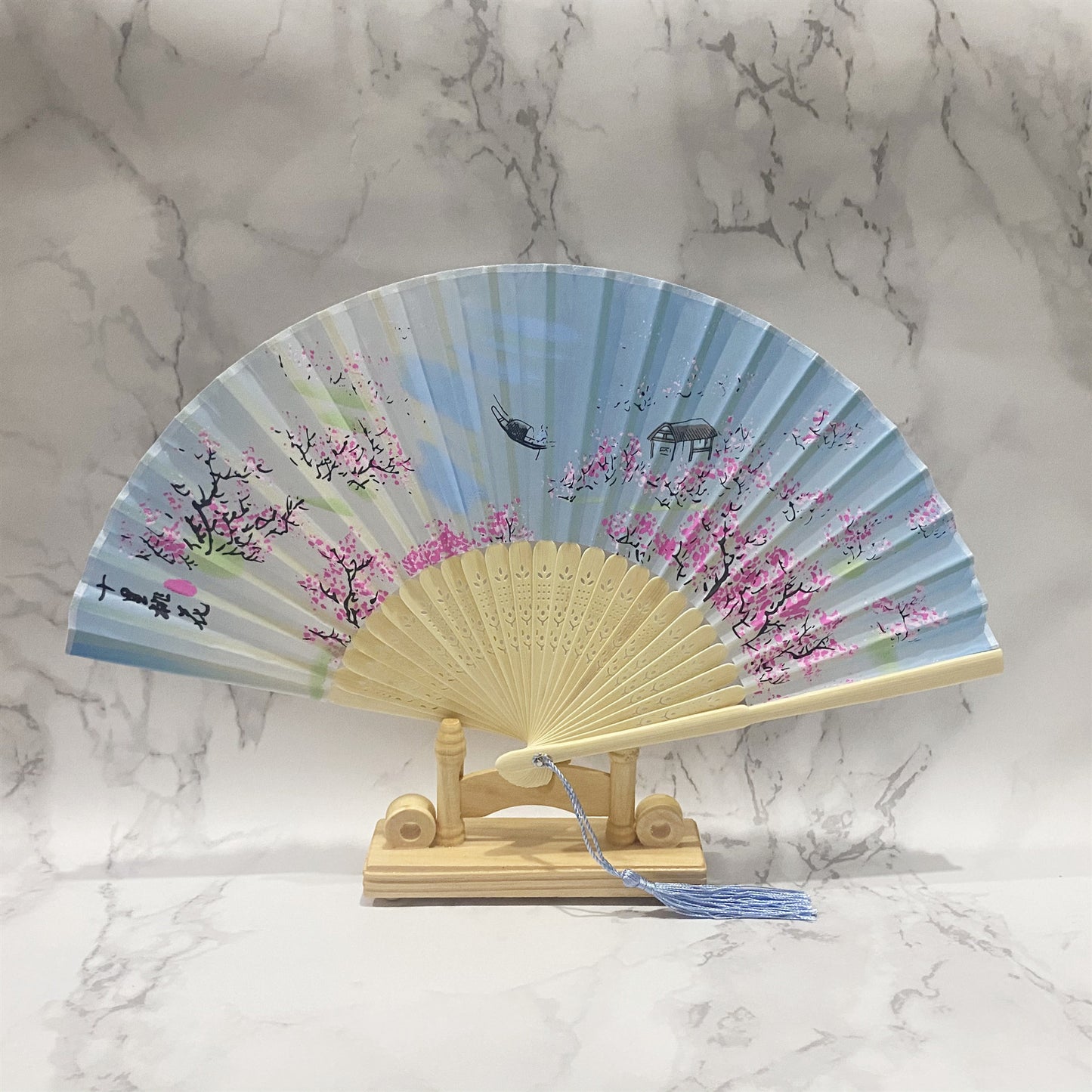 Chinese style classical ladies tassel small folding fan portable folding fan ladies gift small bamboo fan