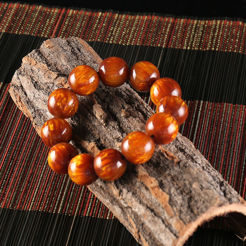 Chinoiserie golden sea willow resin feng shui bracelet