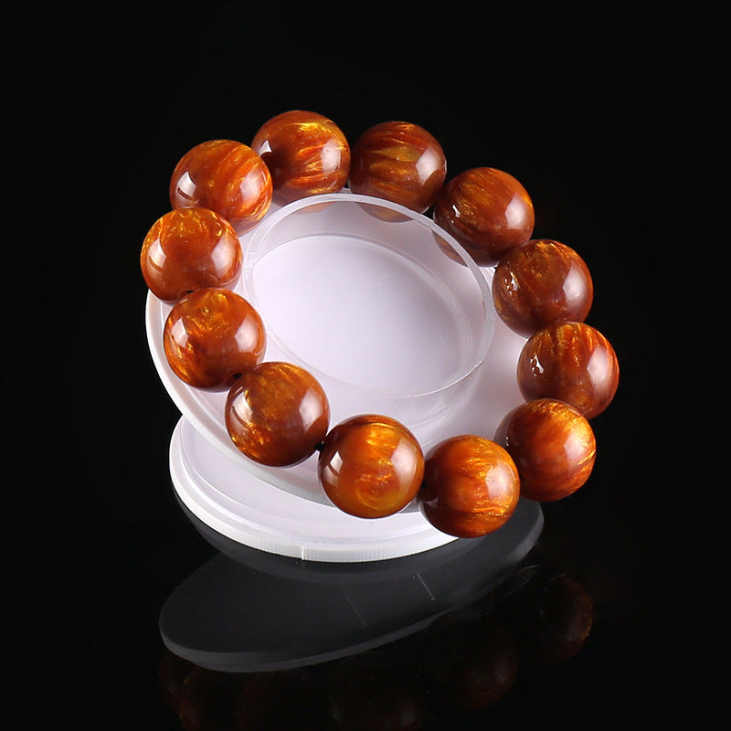 Chinoiserie golden sea willow resin feng shui bracelet