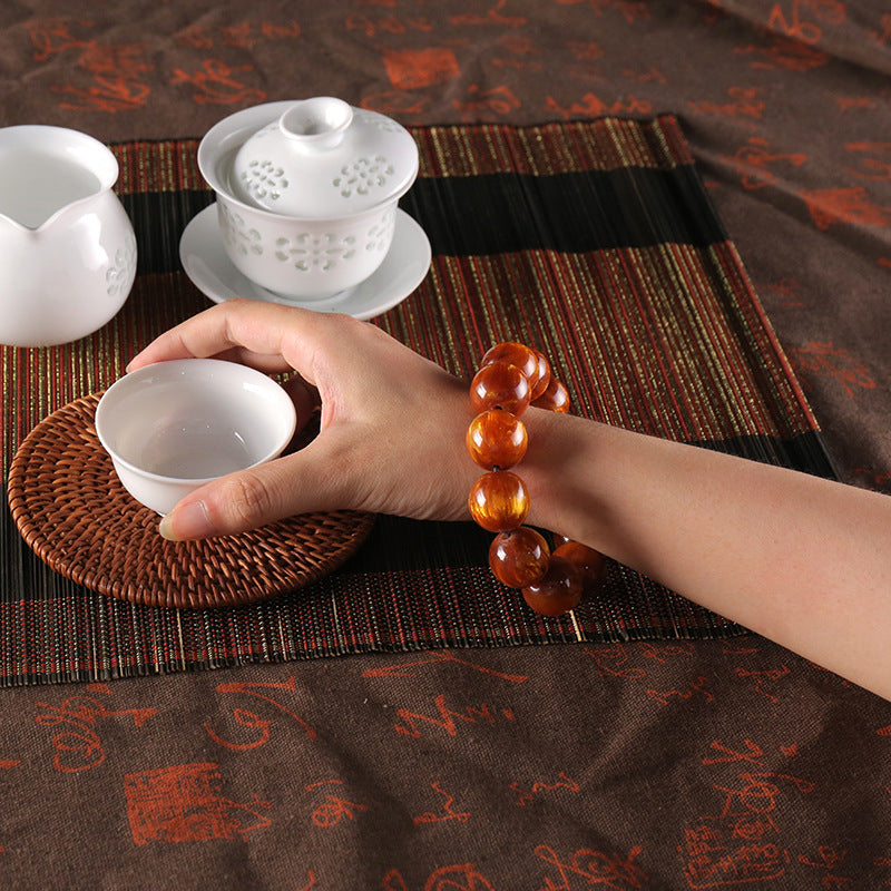 Chinoiserie golden sea willow resin feng shui bracelet