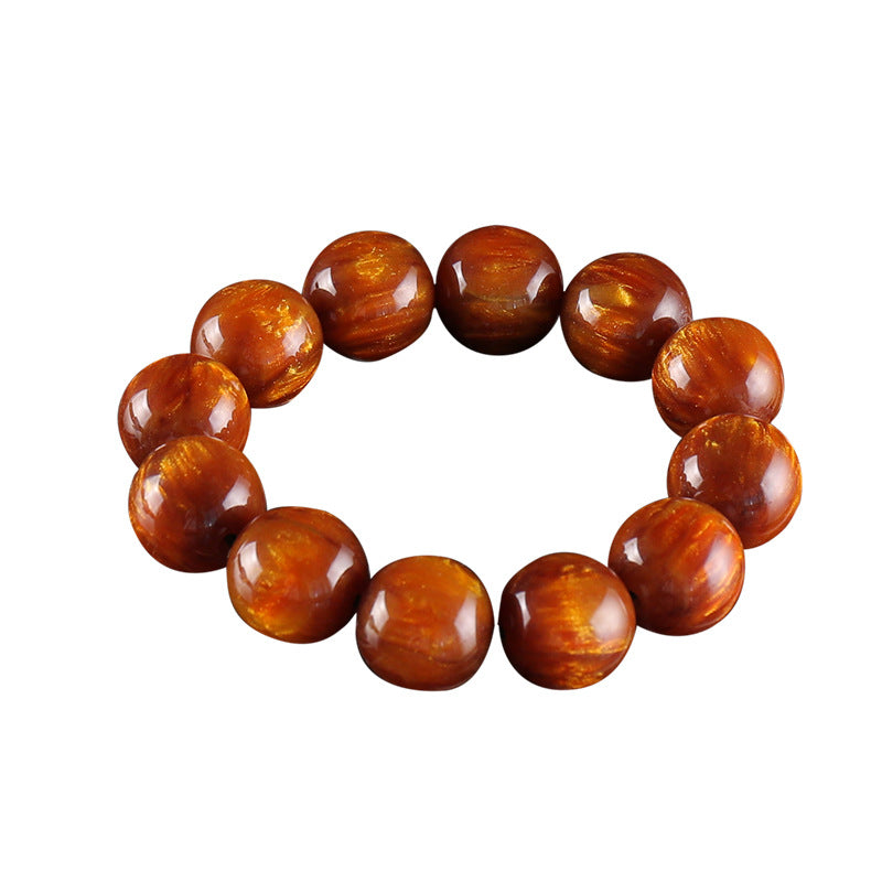 Chinoiserie golden sea willow resin feng shui bracelet