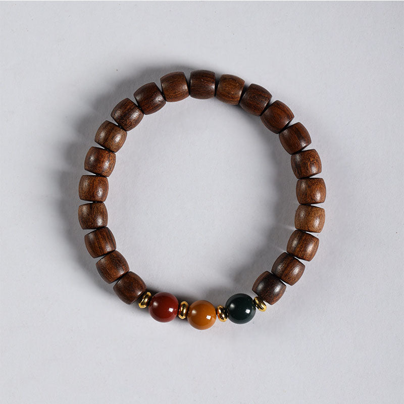 Chinoiserie Elegant Rosewood Ball Bead Fengshui Bracelet