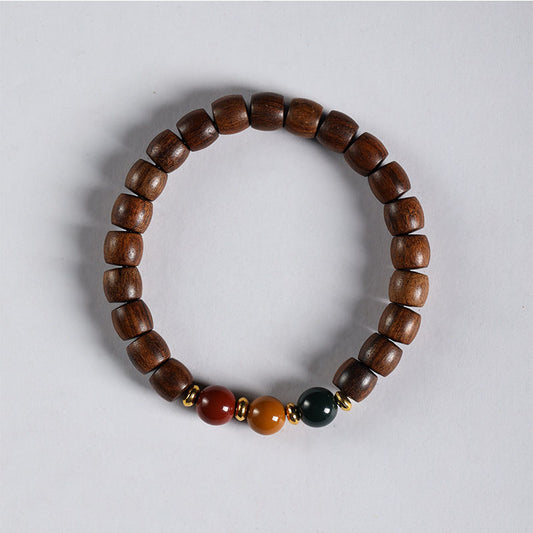 Chinoiserie Elegant Rosewood Ball Bead Fengshui Bracelet