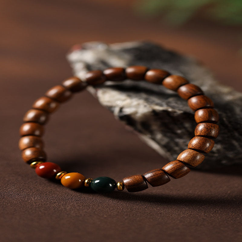 Chinoiserie Elegant Rosewood Ball Bead Fengshui Bracelet