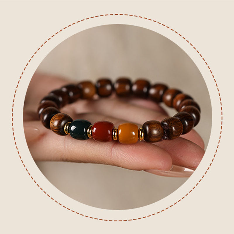 Chinoiserie Elegant Rosewood Ball Bead Fengshui Bracelet
