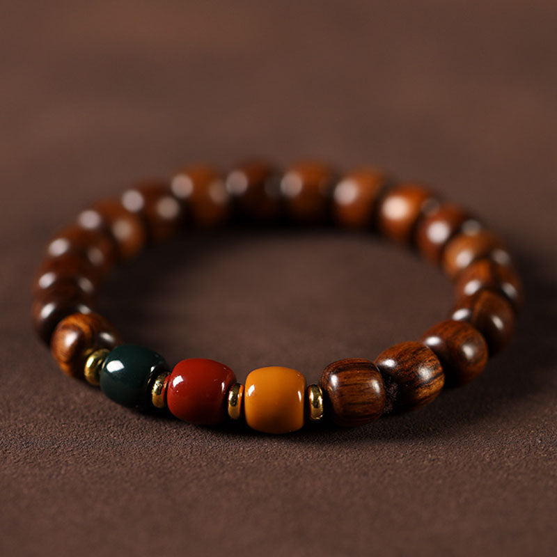 Chinoiserie Elegant Rosewood Ball Bead Fengshui Bracelet