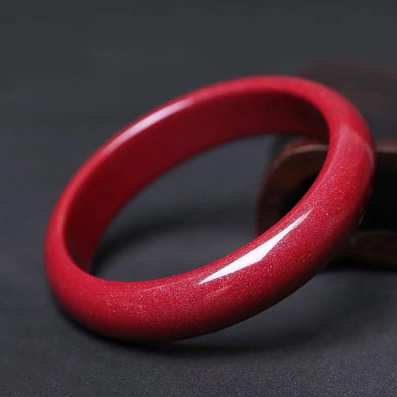 Chinoiserie Natural Cinnabar Purple Gold Sand Bracelet for Women