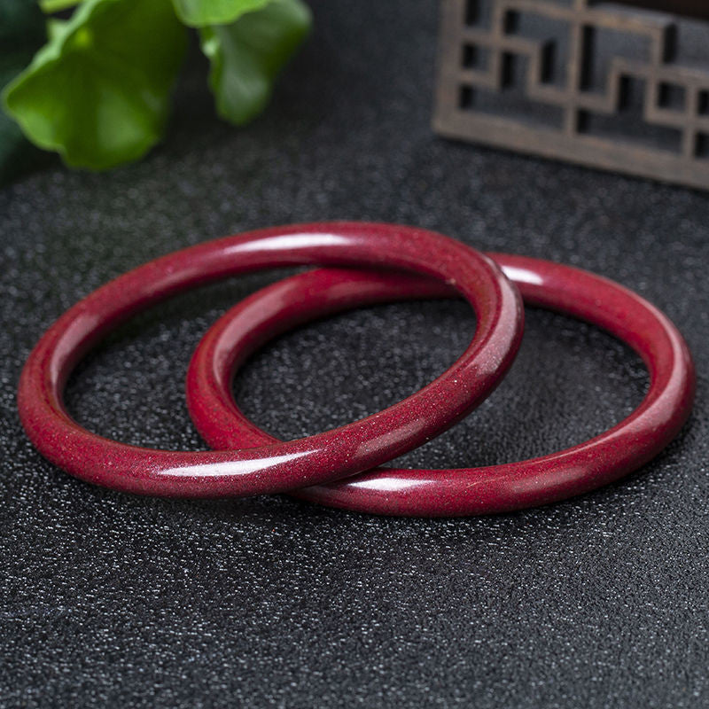 Chinoiserie Natural Cinnabar Purple Gold Sand Bracelet for Women