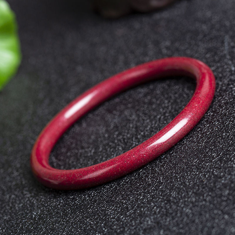 Chinoiserie Natural Cinnabar Purple Gold Sand Bracelet for Women