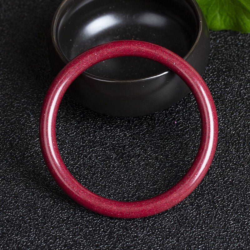 Chinoiserie Natural Cinnabar Purple Gold Sand Bracelet for Women