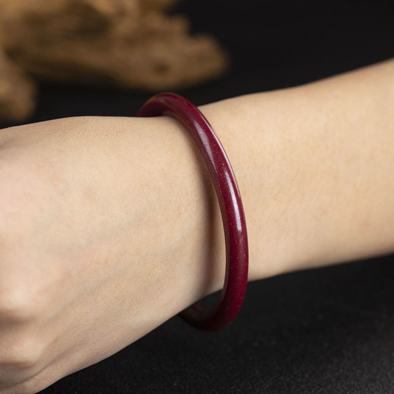 Chinoiserie Natural Cinnabar Purple Gold Sand Bracelet for Women