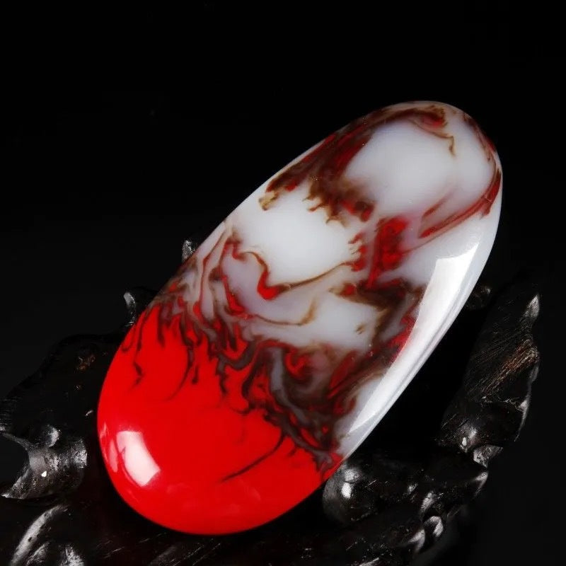 Chinoiserie natural chicken blood pattern jade crafts ornaments