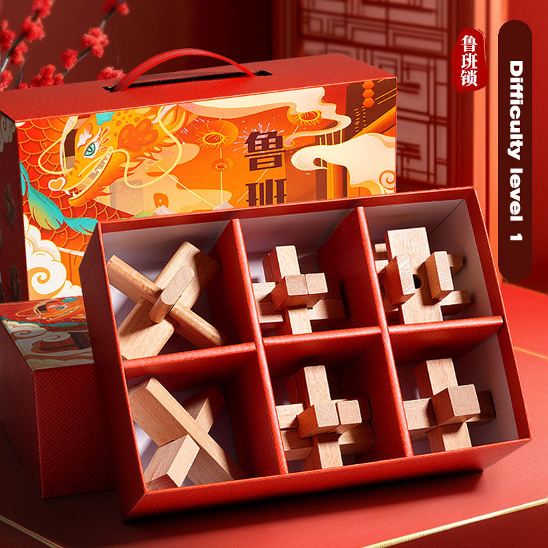 Children's educational toy mortise and tenon Luban lock six-piece gift